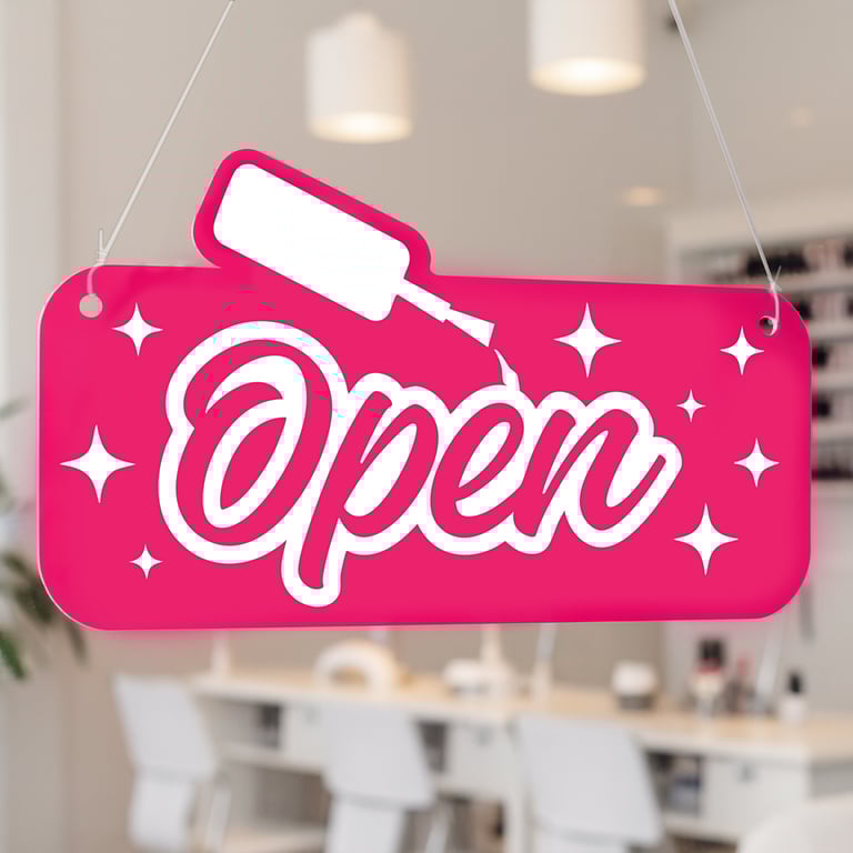 Nail Technician Open & Closed Sign –  Nail Polish Bottle Design: Hanging Sign