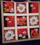 Medium Sized Jute Bag with Daisies in Squares Pocket - Image 1
