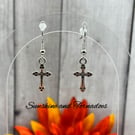 Silver Cross Charm Earrings. Hypoallergenic. Gift for Her. Minimalist Earrings