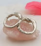 Molten Sterling Silver Circle Stud Earrings - Organic Chunky Minimalist Studs - Image 3