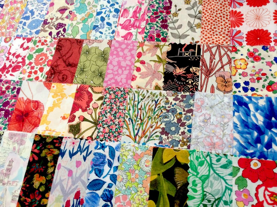 50 Liberty Fabric Scraps 2.5inch Squares : ALL DIFFERENT DESIGNS 