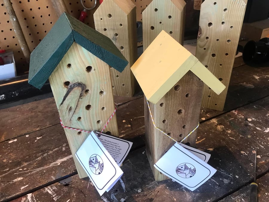 Bee hotel recycled wooden garden gift 