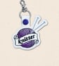 Knitter Keyring - Embroidered Yarn and Knitting Needles Bag Charm