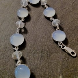 Blue chalcedony silver bracelet