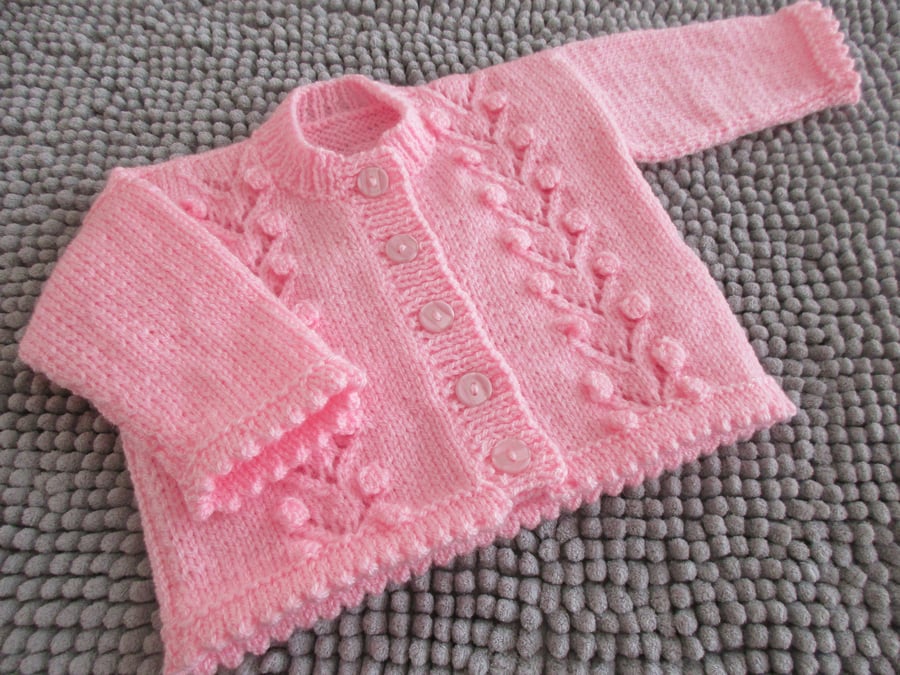 16" Baby Girls Lace & Bobbles Cardigan