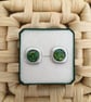 Pretty Green and Gold Stud Earrings - Image 2