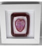  Fused Glass Heart Dichroic Picture Box framed Cranberry 001 - Image 1