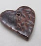 Medium Bronze Leaf Texture Heart Shaped Ceramic Pendant - Image 4