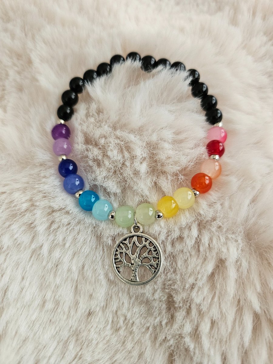 Chakra Glass Bead Bracelet