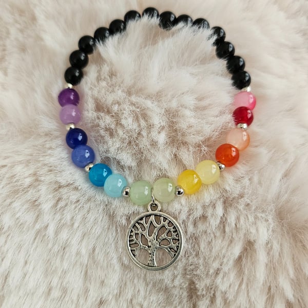 Chakra Glass Bead Bracelet