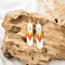 Native American Style Beaded Earrings. Rainbow Colours with Gold-Filled Wires