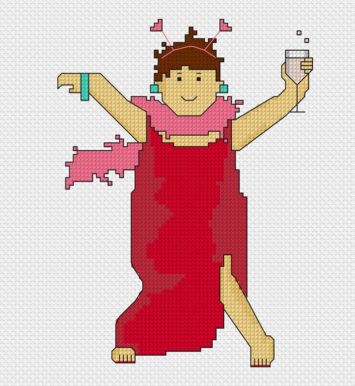 Lady in Red PDF cross stitch chart