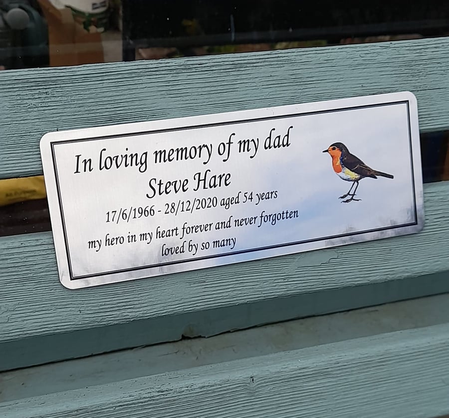 Personalized Memorial Bench Plaque Remembrance Bench Plate Dedication Plaque   