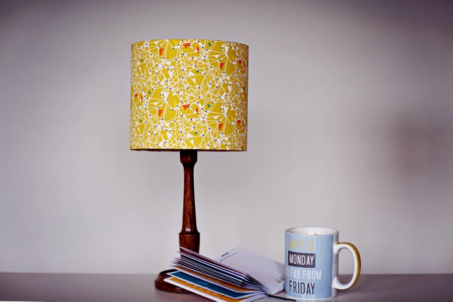 HALF PRICE SALE, 20cm mustard lampshade, geometric lamp shade, geometric