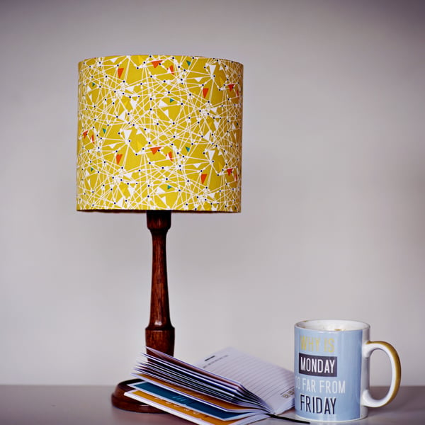 HALF PRICE SALE, 20cm mustard lampshade, geometric lamp shade, geometric