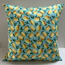 Square Cushion in a lemon print cotton fabric - Home Decor