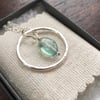 Eco Silver fluorite hoop pendant