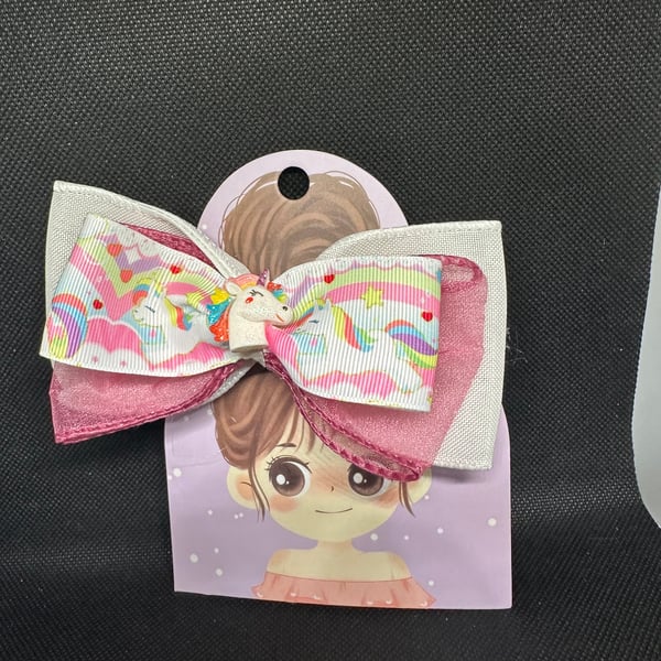 Unicorn Hair Bows –  Alligator Clip Design