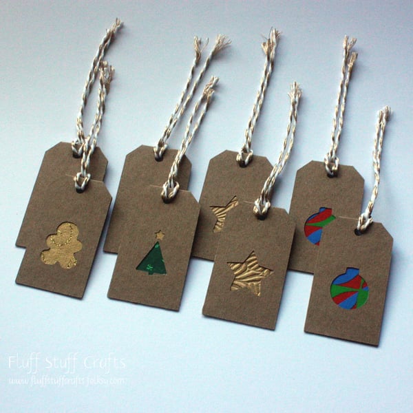 Pack of 8 handmade, mini Christmas gift tags