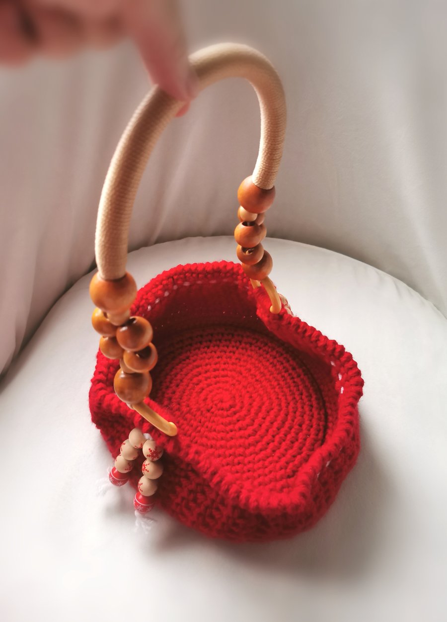 Traditional Crochet Christmas Storage Basket 