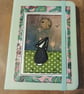 Quirky art, moongazer A6 lined hand decorated quirky badger journal notebook