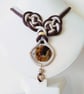 Coffee Agate Pendant Chinese Coin Knot Double Rope Necklace 18 Inch - Image 5