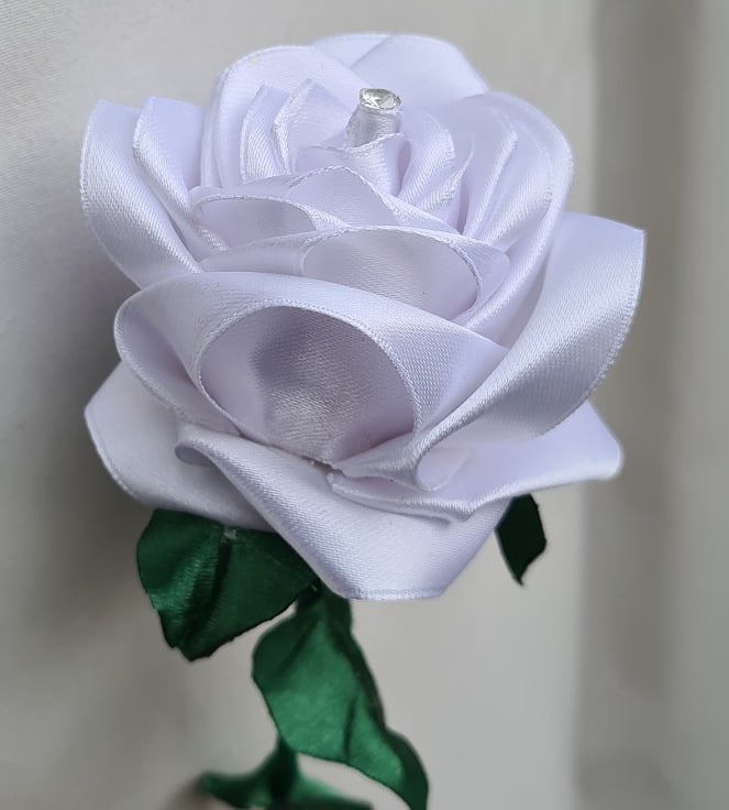 Handmade Diy Rose Flower Ribbon Bow Ribbon White Transparent - Temu