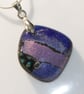 Purple & Blue Patchwork Dichroic Glass Square Pendant with Silver Chain - 1276 - Image 4
