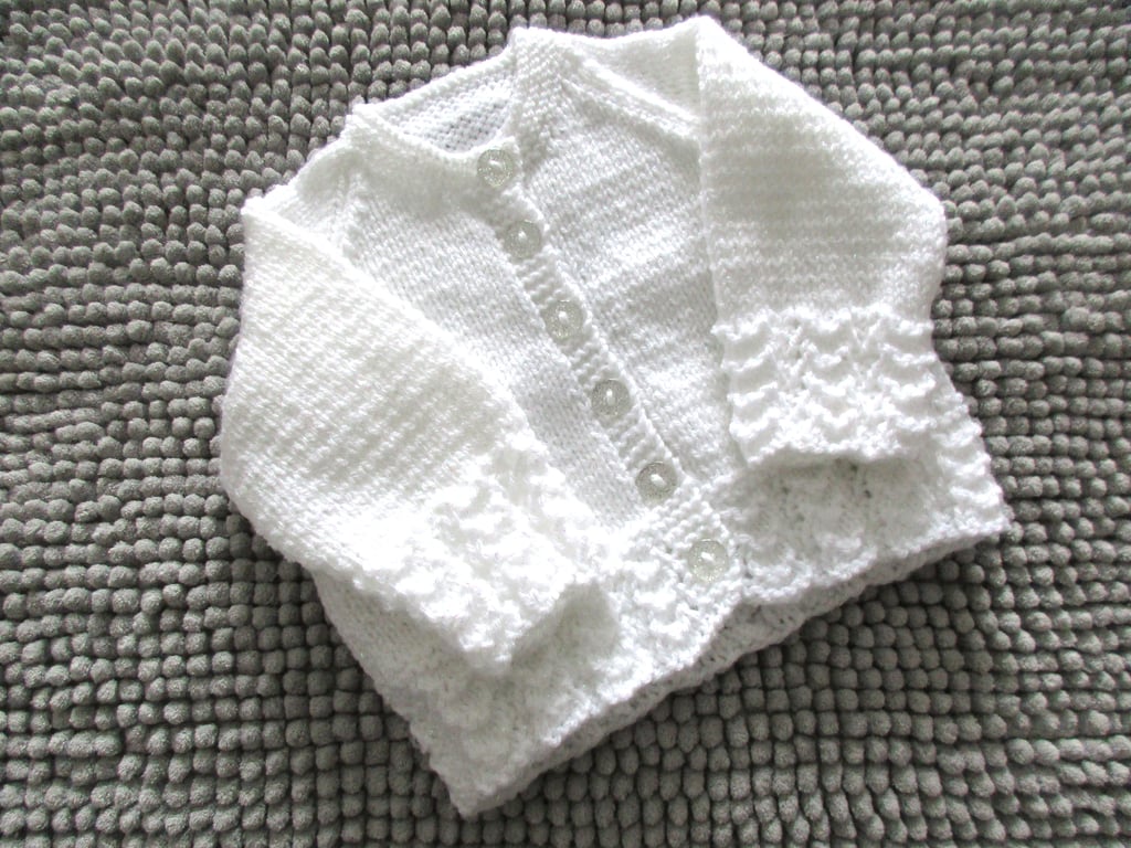 16" White Lace Edge Baby Girls Cardigan