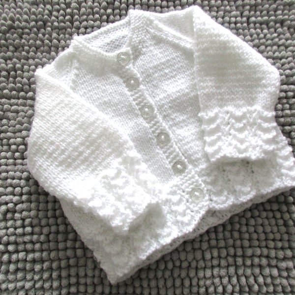16" White Lace Edge Baby Girls Cardigan
