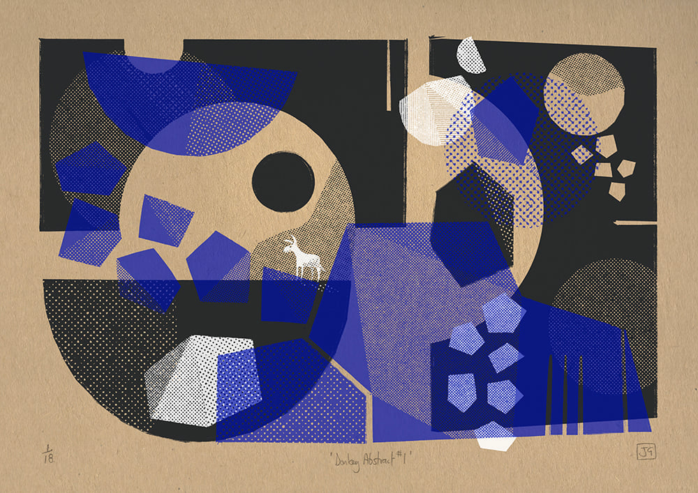 Donkey Abstract No.1 three-colour A2 screen-print