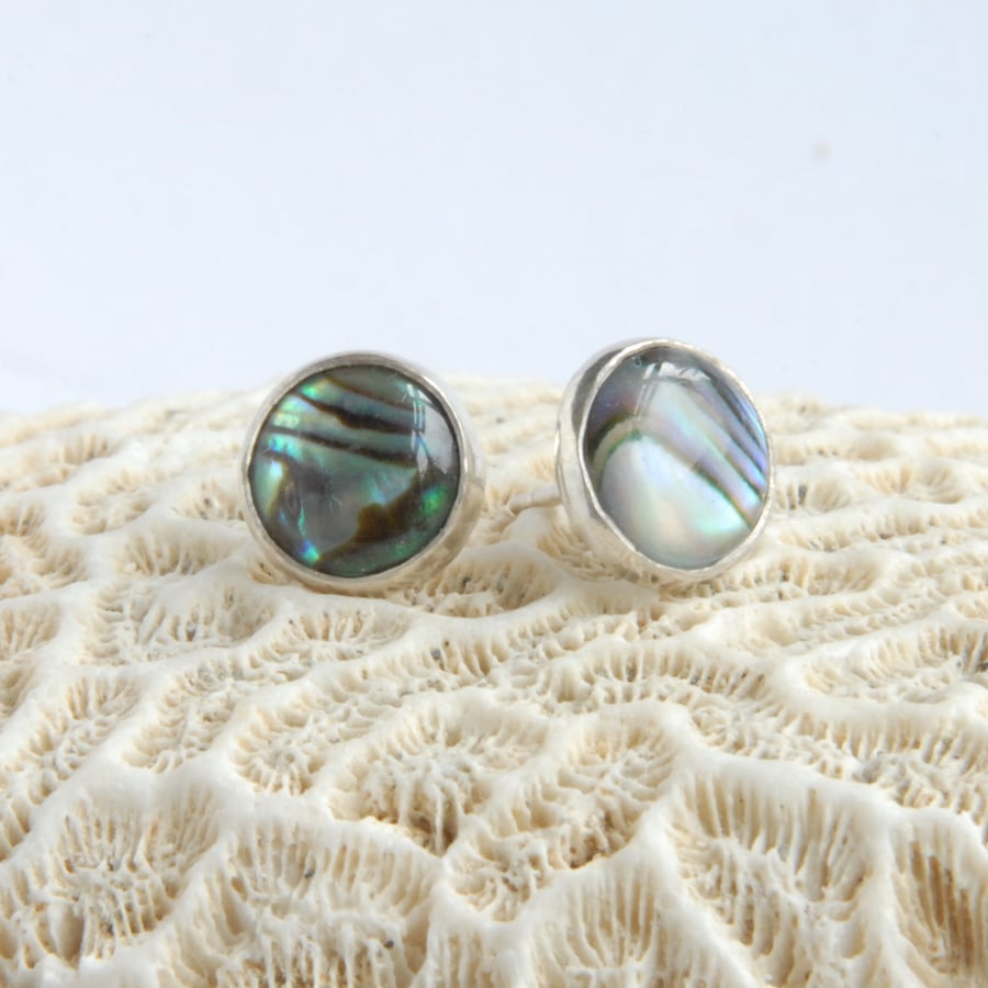 Paua shell and silver stud earrings