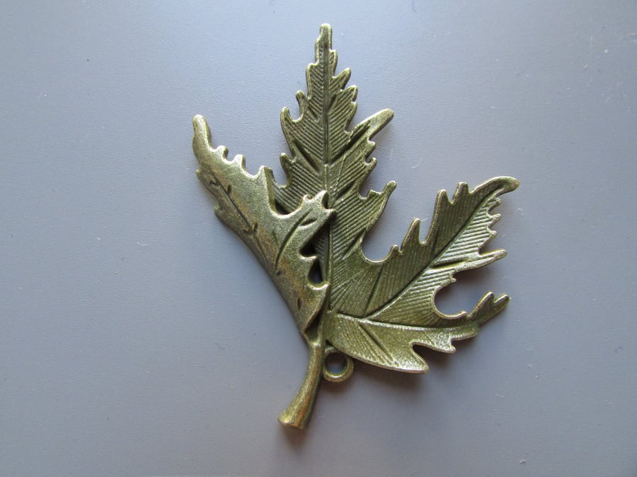 Large Bronze Leaf Jewellery making charm pendant