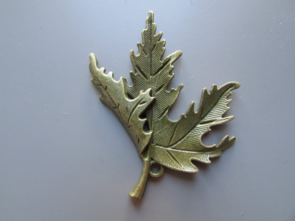 Large Bronze Leaf Jewellery making charm pendant