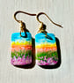 Little landscapes painted on wood, gold-plated earrings - Image 3