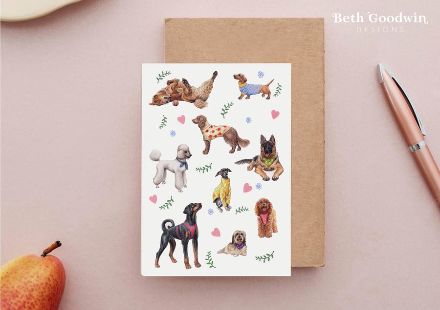 Lots of Dogs greetings card - Dog Mothers Day Card, Dog Fathers Day card