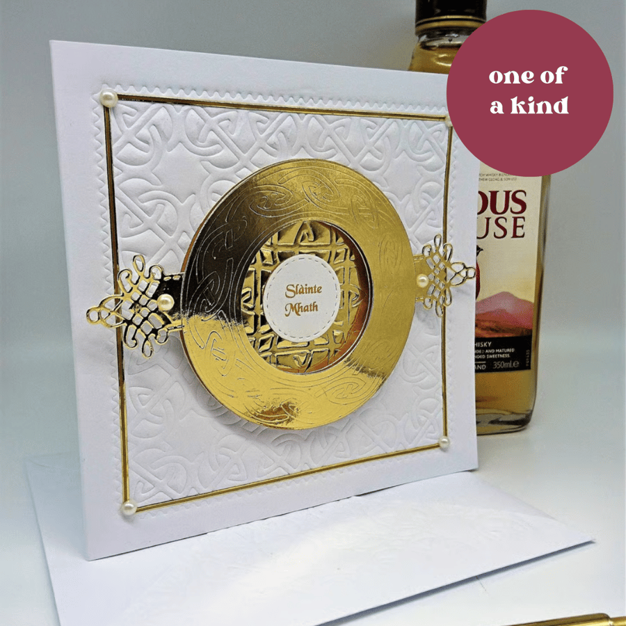 Unique 3D Gold Quaich Card CHEERS Wedding 50th Birthday Anniversary New Year