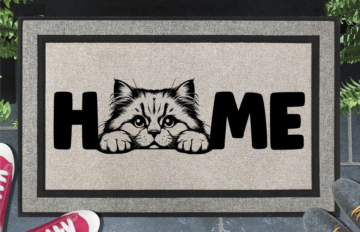 British Longhair Cat Home Door Mat No.2 - Welcome Mat - All Weather - 45x70cm 