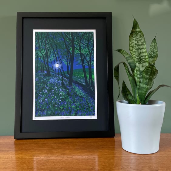 'Moonlit bluebells' original screenprint
