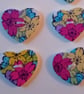 Set of Seven Heart Buttons – Bright and Bold Floral Design - Image 3