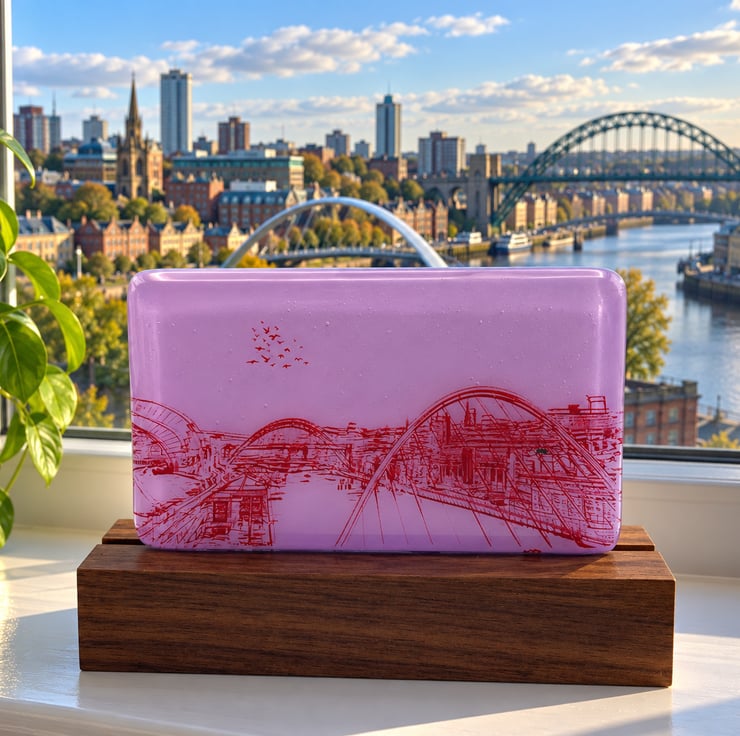 The Millennium Bridge on Neo-Lavender Glass Pan... - Folksy