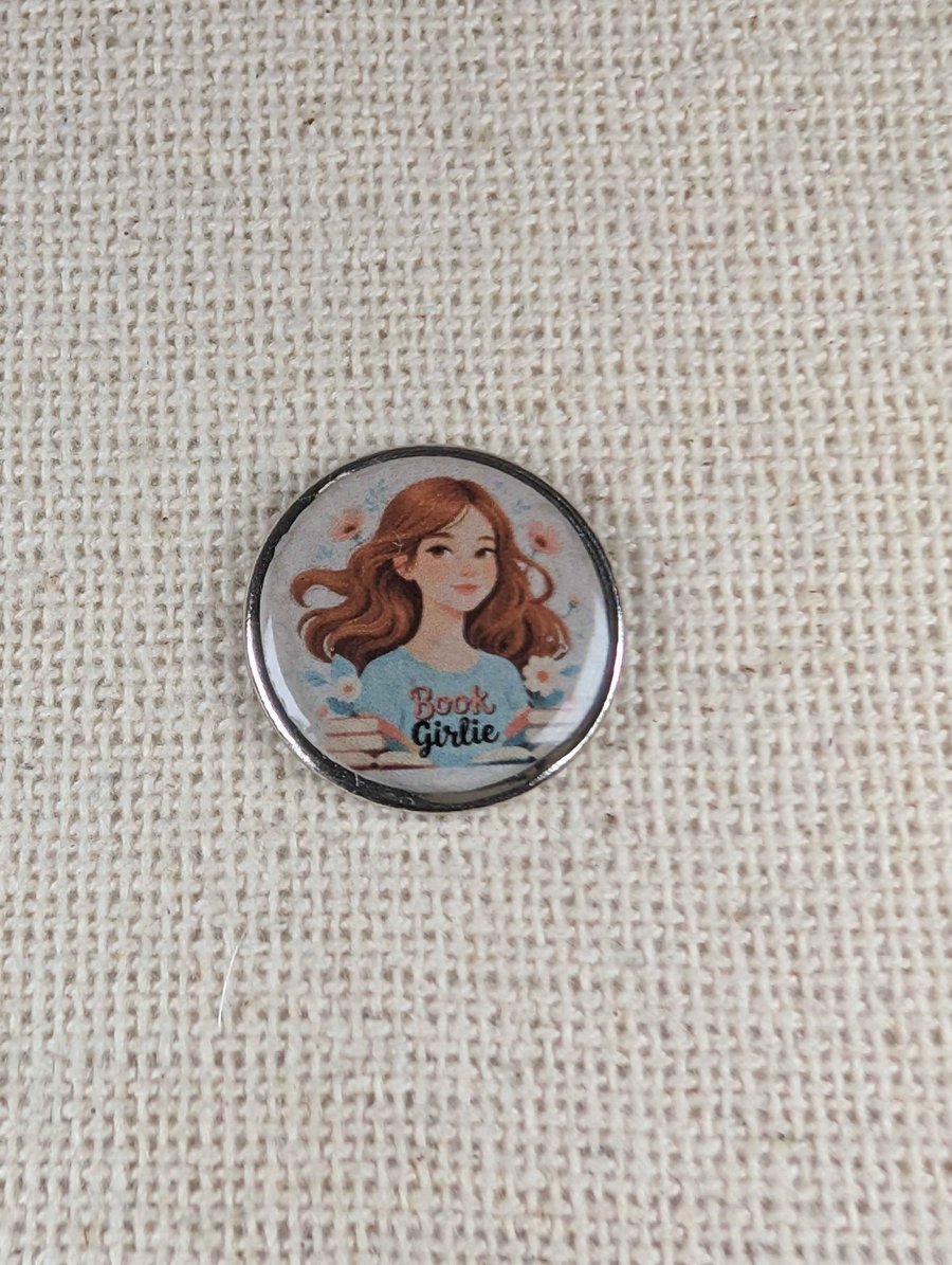 Book Girlie - Book Lover Themed Badge - Large Resin Topped Pin Badge 3