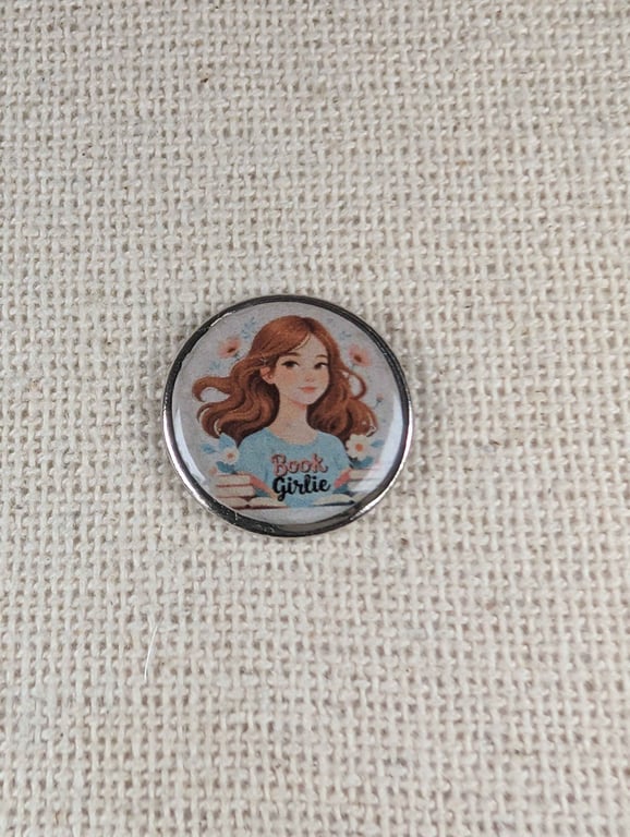 Book Girlie - Book Lover Themed Badge - Large Resin Topped Pin Badge 3