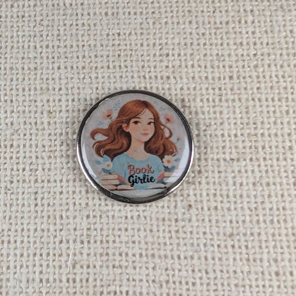 Book Girlie - Book Lover Themed Badge - Large Resin Topped Pin Badge 3