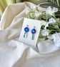 Blue Mirror Donut Hoop Acrylic Earrings - Layered Drop Dangles - Image 3