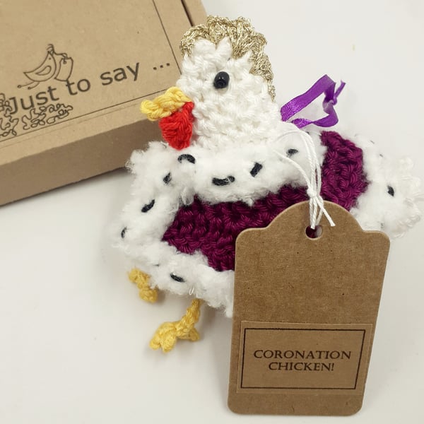 Crochet Coronation Chicken (v) Christmas Tree Decoration 