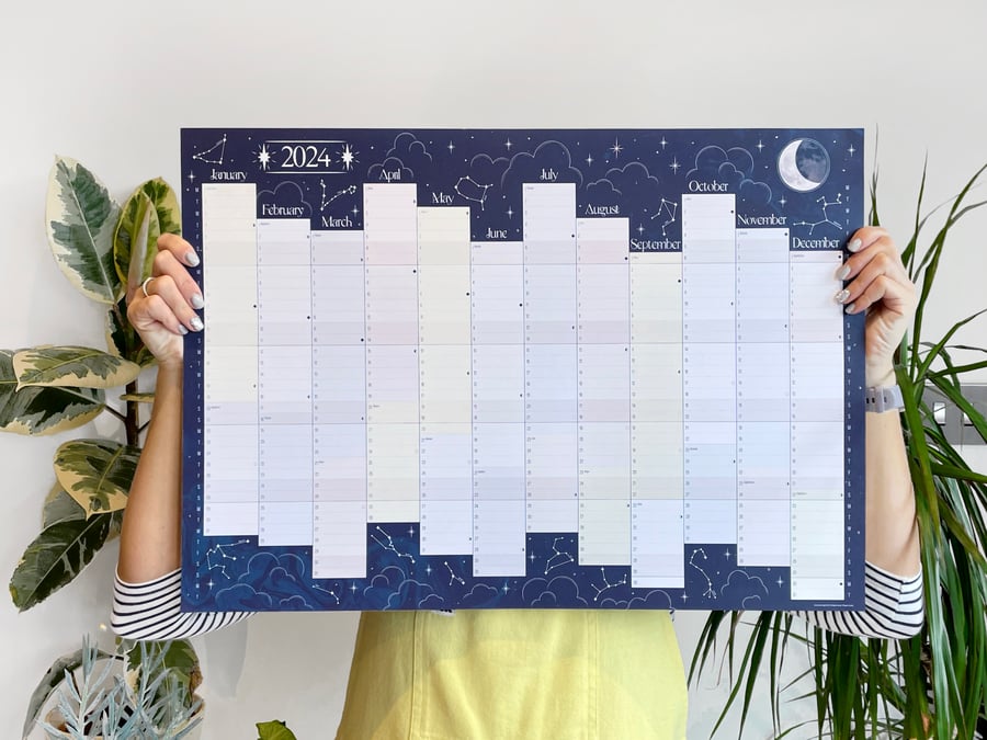 Zodiac 2024 Celestial Wall Planner A2 with star signs