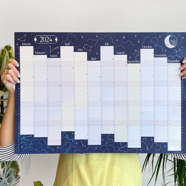 Zodiac 2024 Celestial Wall Planner A2 with star signs