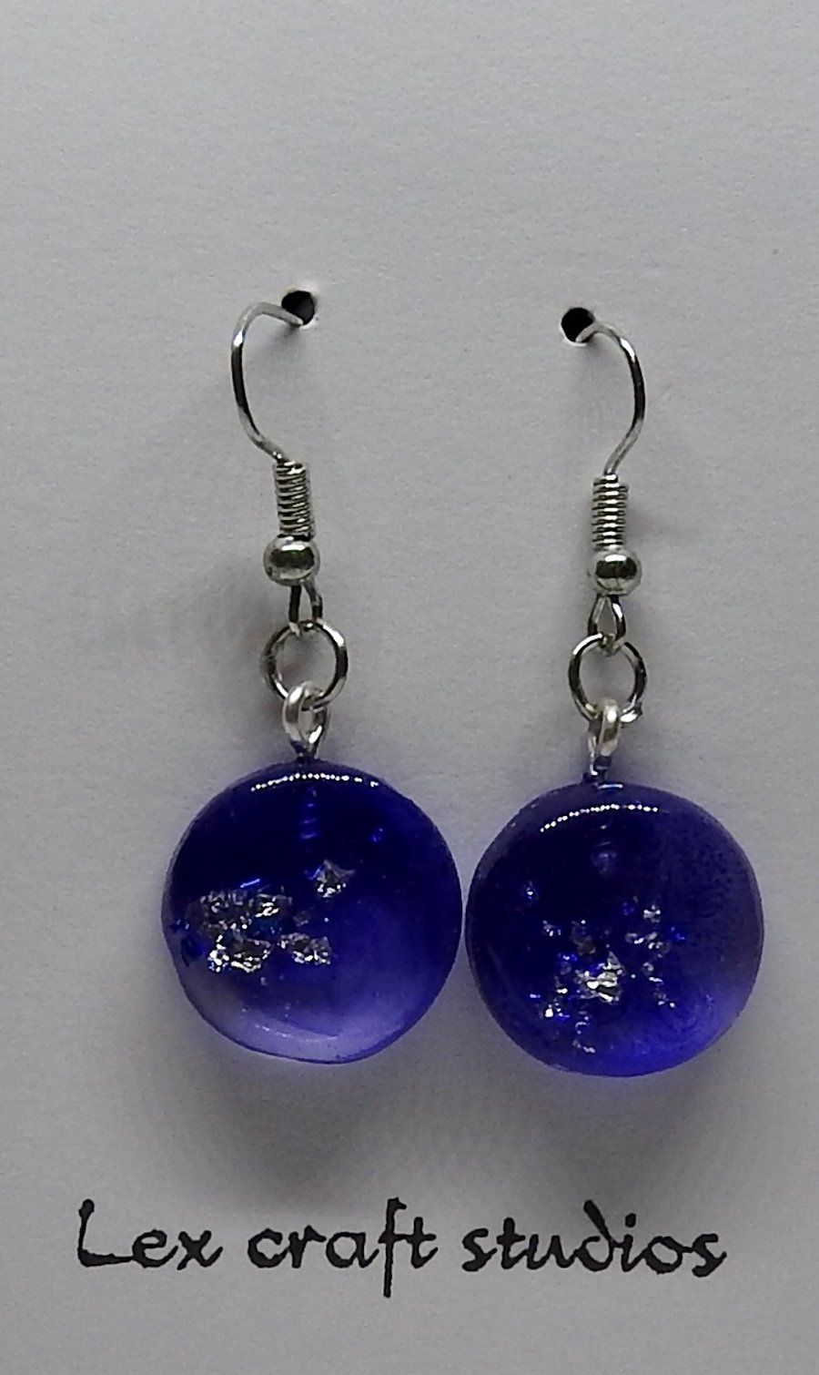 Small  deep blue sparkle earrings 