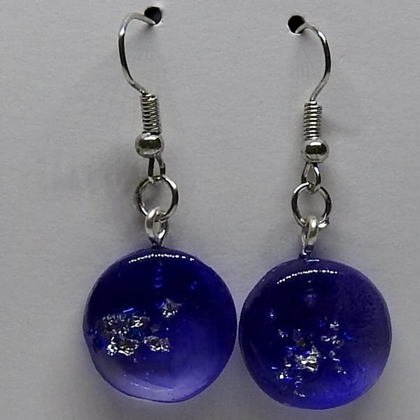 Small  deep blue sparkle earrings 